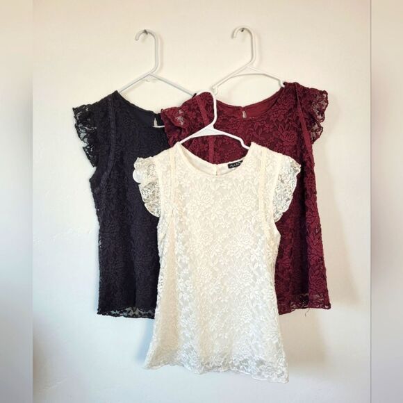 Bundle Of 3 Lace Blouse Sleeveless Cottage Fairy Academia Lolita Coquette Small - Picture 1 of 10